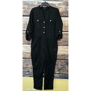 White House Black Market Roll Tab Sleeve Utility Jumpsuit 14 Petite